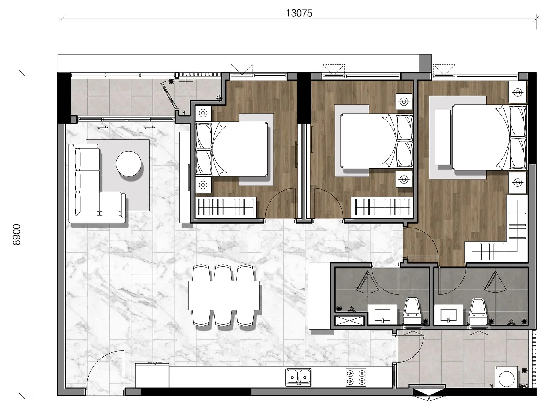 Gladia Heights 49 Mặt bằng căn 05 tháp B1 loại 3BS-a
