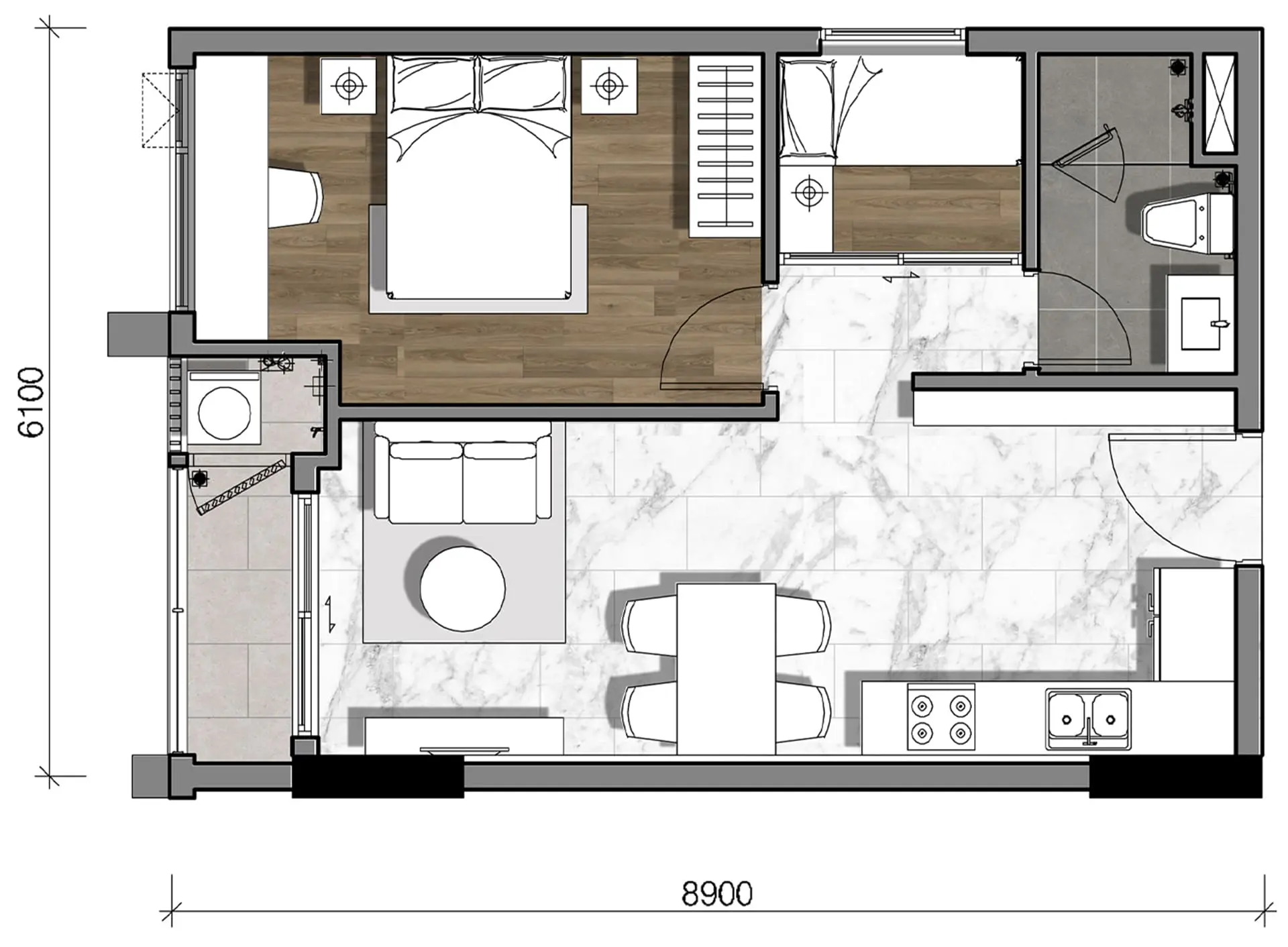 Gladia Heights 52 Mặt bằng căn 08 tháp B1 loại 1BL