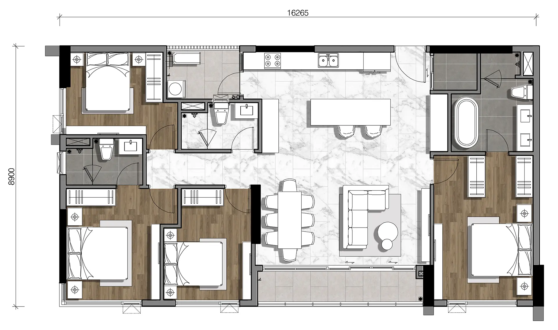 Gladia Heights 74 Mặt bằng căn 04 tháp B3 loại 4B