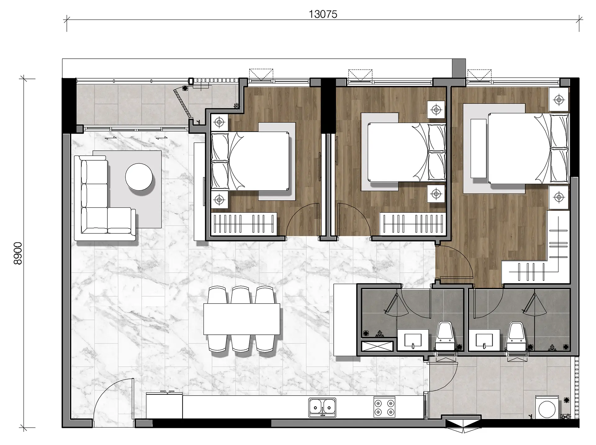 Gladia Heights 82 Mặt bằng căn 12 tháp B3 loại 3BS-a