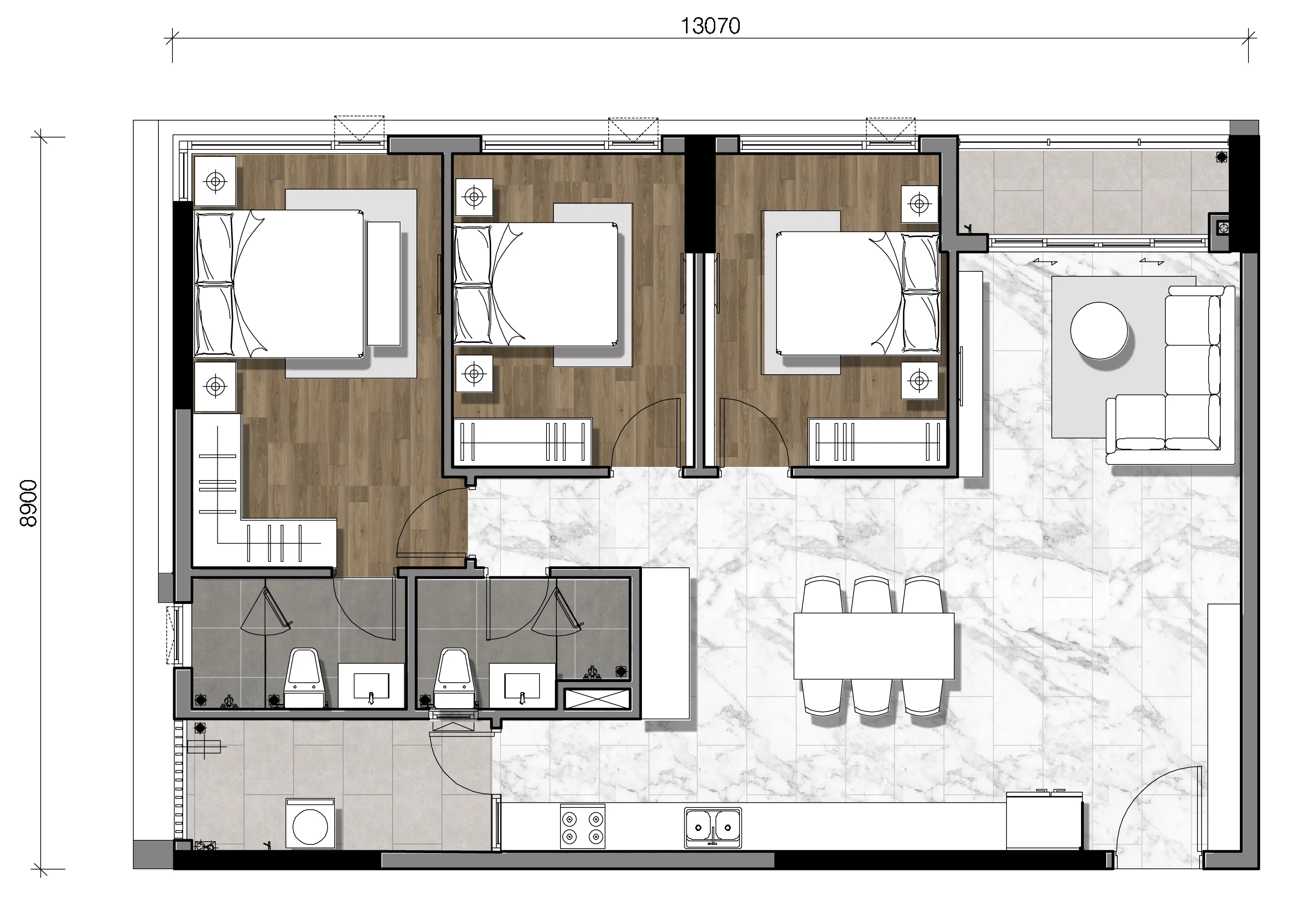 Gladia Heights 83 Mặt bằng căn 13 tháp B3 loại 3BS