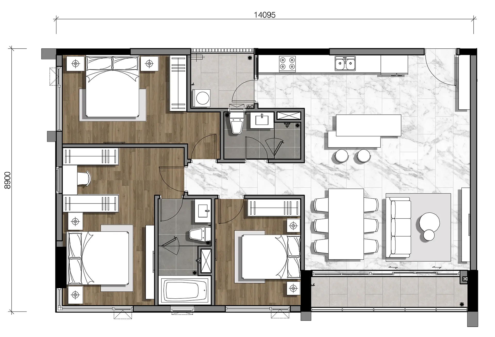 Gladia Heights 86 Mặt bằng căn 16 tháp B3 loại 3BL-c