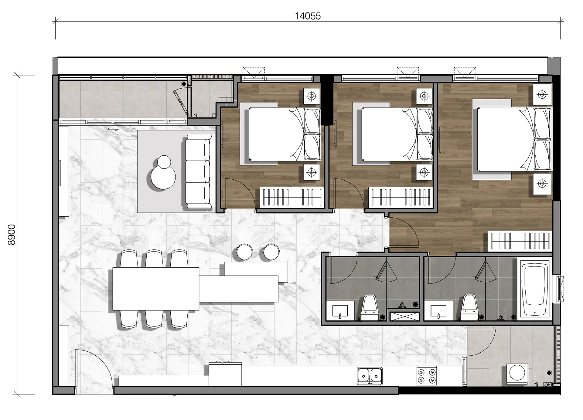Gladia Heights 89 Mặt bằng căn 19 tháp B3 loại 3BL-b