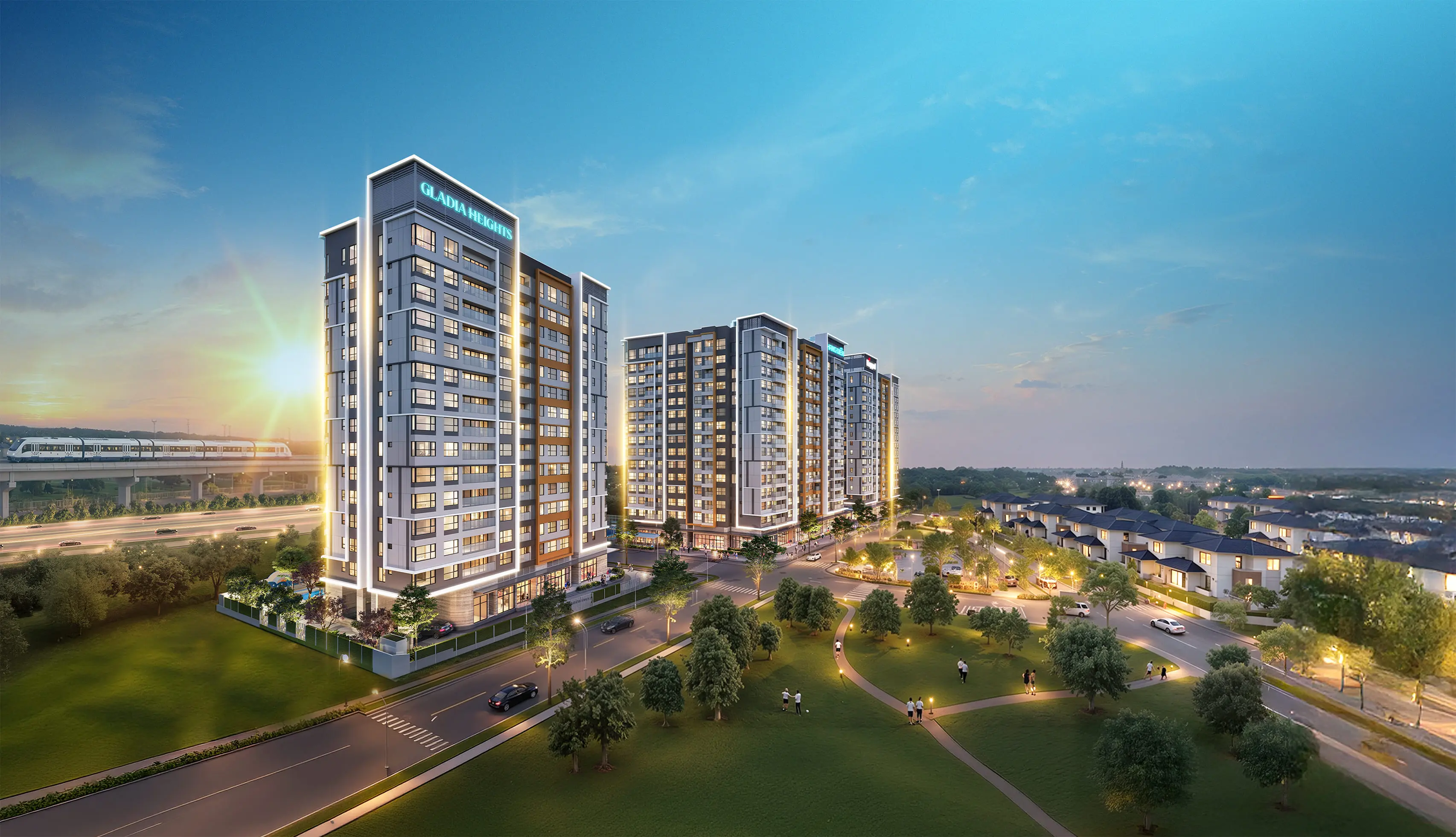 Gladia Heights 3 Phối cảnh các tháp căn hộ Gladia Heights