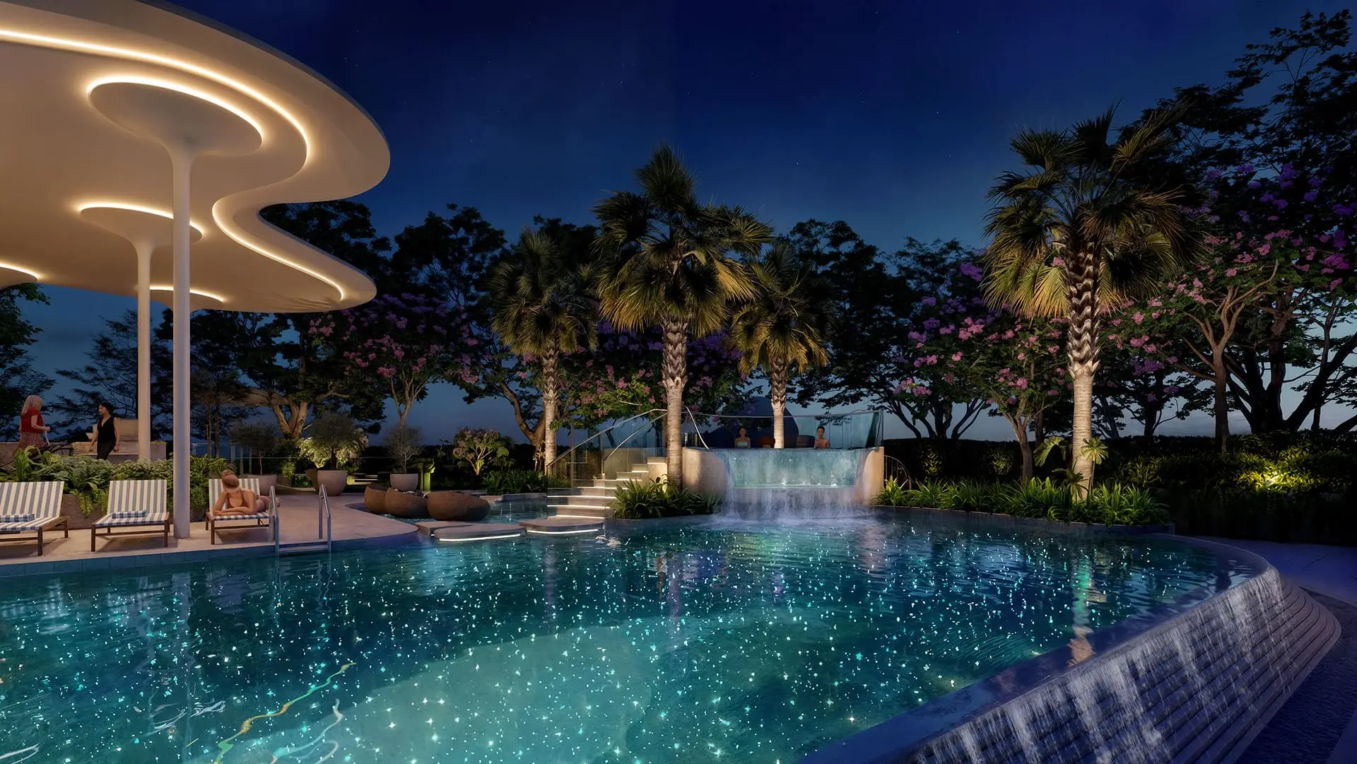 Gladia Heights 91 Phối cảnh hồ bơi Gladia Heights về đêm